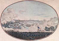 Сражение в лесу Флана при Жеманппе 6 ноября 1792 г. - Action du 6 novembre 1792 dans le bois de Flana a Jemmapes - gravure du temps. Chantilly, musee Conde