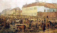Рынок в Пражском предместье ок. 1791 г. - Targ na Pradze. Jan Piotr Norblin de la Gourdaine ok. 1791. National Museum in Poznań