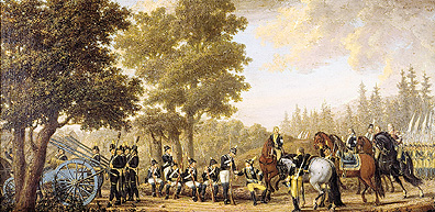 Густав III в окружении офицеров 1788 г.