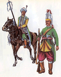 Офицер и янычар в армии курфюрста Саксонского - 1729 - Janitscharen. Offizier, Janitschar des Kurfürstentums Sachsen