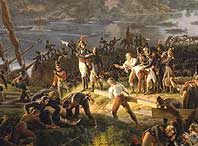 Переправа через рейн французских войск Журдана и Клебера - 6.09.1795 - Premier passage du Rhin par l'armee francaise commandee par Jourdan et Kleber, a Dusseldorf (Lejeune Louis Francois. 1824)