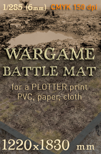 The Battlemat (022r) No Man's Land (10mm or 6mm) The battlemat toptable wargames. A convenient and colourful scenery for playing at favorite wargame... WWI, WW2 or Sci-Fi (10mm or 6mm)