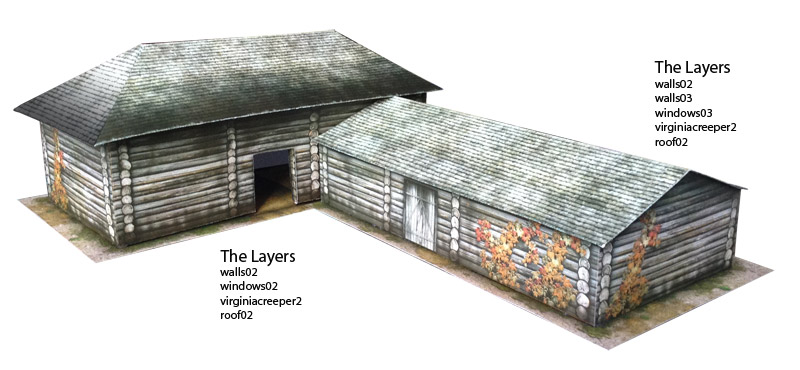 Paper model: Russian Country Shed (Warehouse, Depot, Granary, Stable). 28 mm Scale and less...