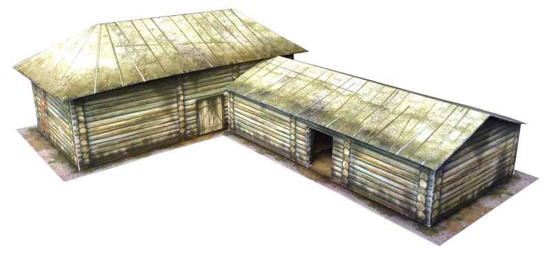 Paper model: Russian Country Shed (Warehouse, Depot, Granary, Stable). 28 mm Scale and less...