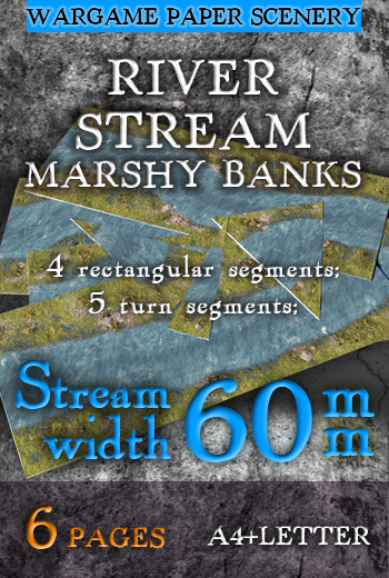 The River Stream (60 mm) Marshy banks Modular Paper Scenery System