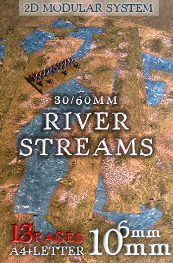 River Stream (60/30mm) 6mm/10mm. Modular Paper 2D Scenery System.