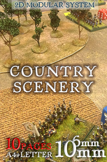 Country wargames scenery kit 1:285 (6mm) / 1:144 (10mm). Paper 2D Scenery System.