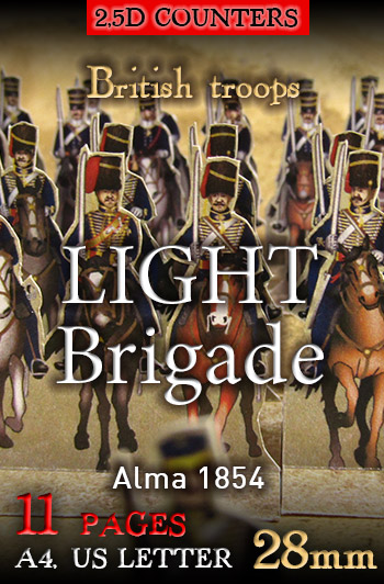 Just Paper Battles Crimea - British troops. Light Brigade. Alma 1854 (28mm). Modular Paper 2,5D Wargames System
