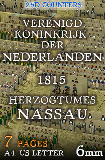 Just Paper Battles Napoleonics - Dutch-Belgian and Nassau armies (6mm) 1815.  Modular Paper 2,5D Wargames System.