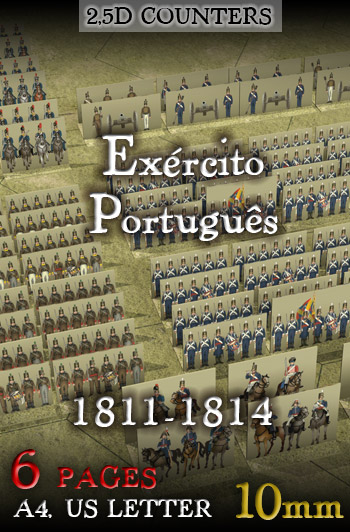 Just Paper Battles Napoleonics - Portuguese army (10mm) 1811-1814. Modular Paper 2,5D Wargames System.