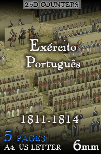 Just Paper Battles Napoleonics - Portuguese army (6mm) 1811-1814. Modular Paper 2,5D Wargames System.