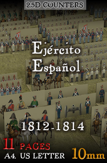 Just Paper Battles Napoleonics - Spanish Army (10mm) 1812-1814. Modular Paper 2,5D Wargames System.
