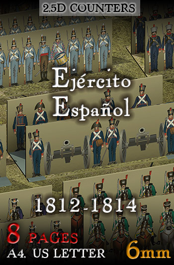 Just Paper Battles Napoleonics - Spanish Army (6mm) 1812-1814. Modular Paper 2,5D Wargames System.