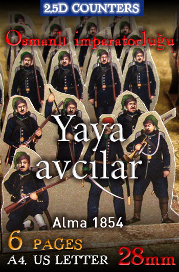 Just Paper Battles Crimea - Turkish Army. Rifle battalions. Alma 1854 (28mm). Modular Paper 2,5D Wargames System