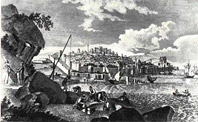 Вид крепости Баку, гравюра с картины Сергеева, 1796 г.