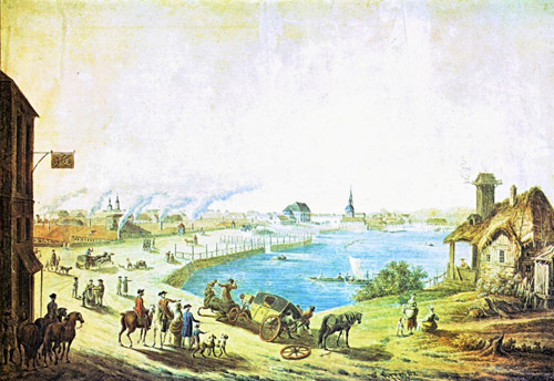 Вид Екатеринбурга в 1789 г. Худ.: В.П. Петров