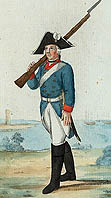 Я. фон Люде. Мушкетер флотского батальона. 1793 г. (РНБ)