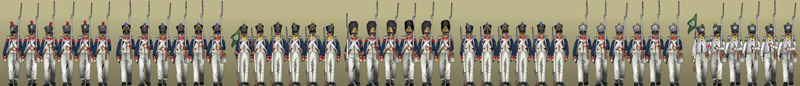 Just Paper Battles Napoleonics - French Army (10mm) 1807-1810  LInfanterie de Ligne.