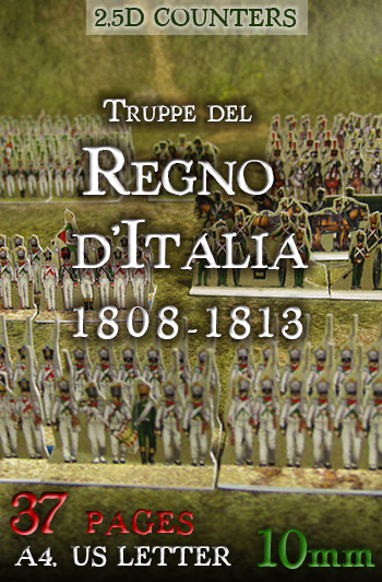 Just Paper Battles Napoleonics - Kingdom of Italy troops 1808-1813 Truppe del Regno d'Italia (10mm). Modular Paper 2,5D Wargames System