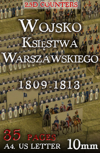 Just Paper Battles Napoleonics - Troups of the Duchy of Warsaw 1809-1813 Wojsko Księstwa Warszawskiego (10mm). Modular Paper 2,5D Wargames System