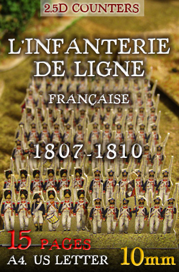 Just Paper Battles Napoleonics - French Army (10mm) 1807-1810  LInfanterie de Ligne. Modular Paper 2,5D Wargames System