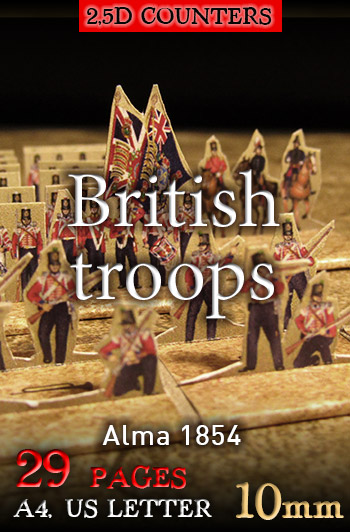 Just Paper Battles Crimea - British troops  (10mm) Alma 1854. Modular Paper 2,5D Wargames System