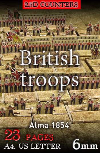 Just Paper Battles Crimea - British troops 1854 Alma (6mm). Modular Paper 2,5D Wargames System