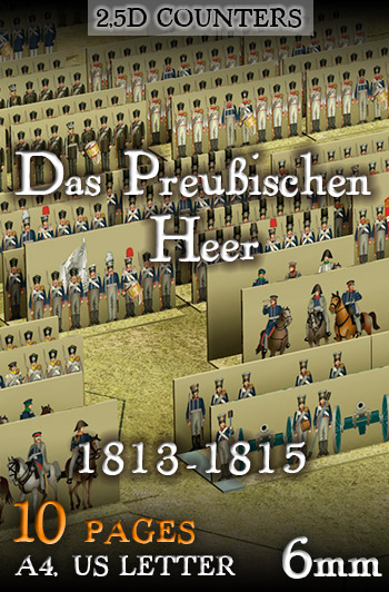 Just Paper Battles Napoleonics - Prussian army (6mm) 1813-1815. Modular Paper 2,5D Wargames System.
