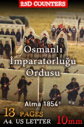 Just Paper Battles Crimea - Turkish army 1854 Alma (10mm). Modular Paper 2,5D Wargames System